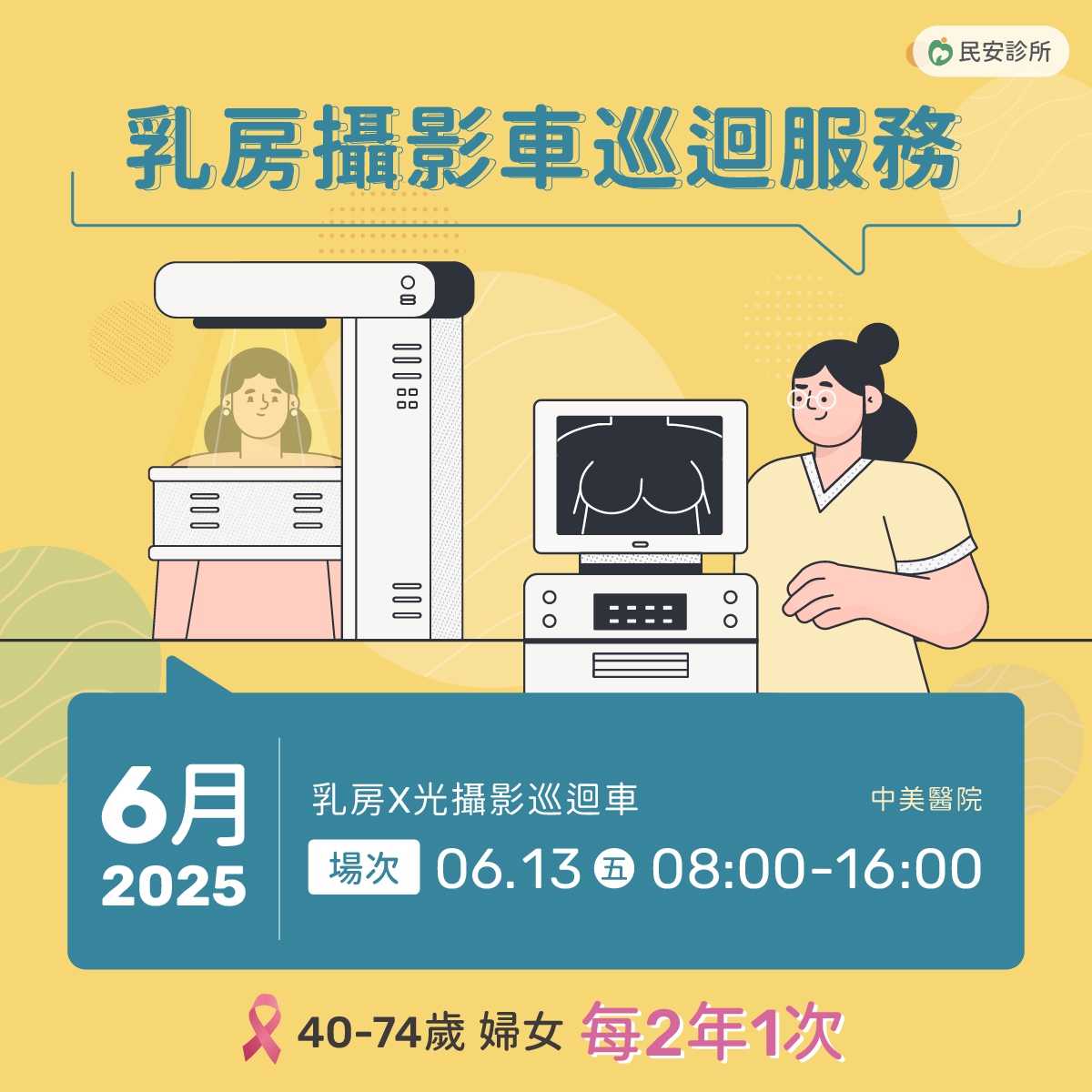 乳房攝影車巡迴服務:2025年-6/13乳房攝影車巡迴服務 乳房攝影車巡迴服務:2025年-6/13乳房攝影車巡迴服務